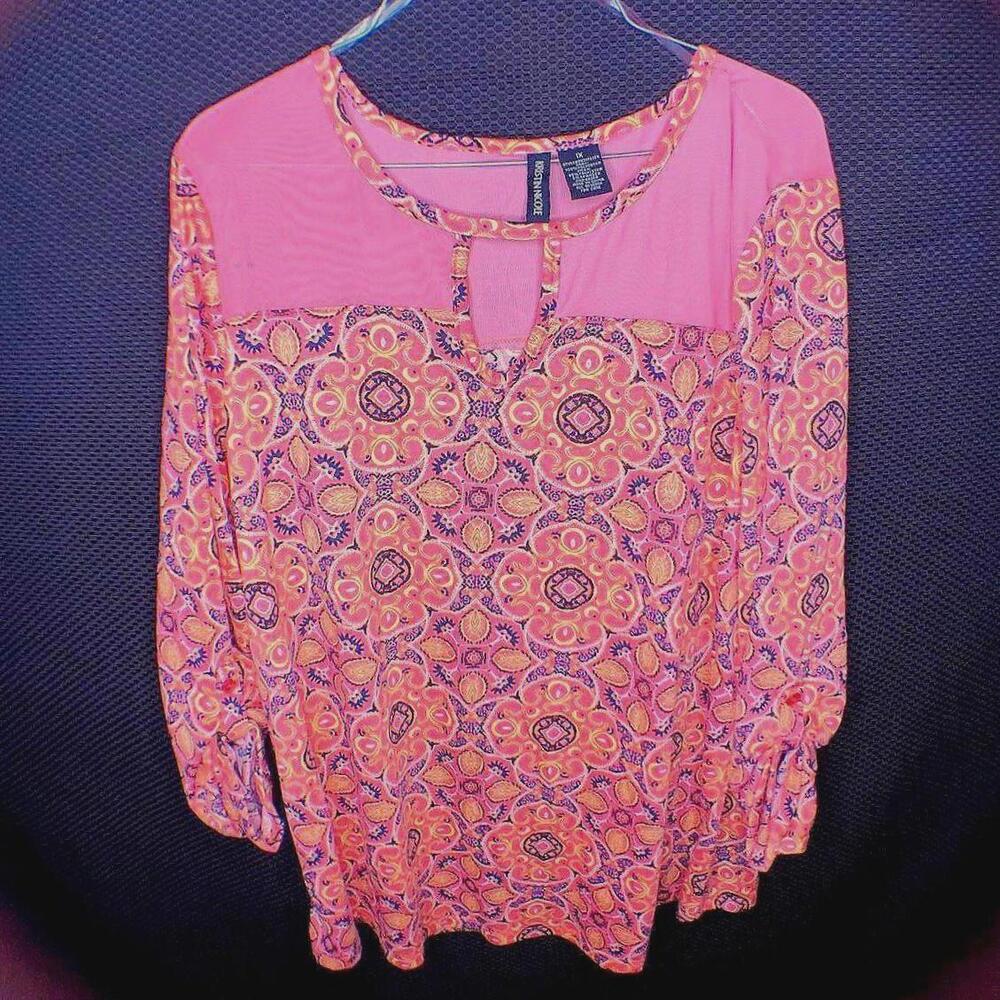 Kristin‎ Nicole Bohemian-Style Floral Print Blouse - Size 1X